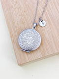 Best Mother's Day Gift for Mom, Grandmother, Great Grandma, Aunt, Stainless Steel Necklace, Flower Locket, Keepsake Photo Frame Charm, N4517