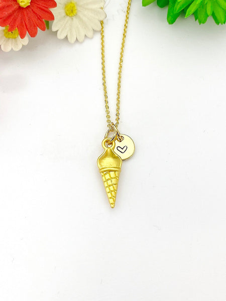 Gold Ice Cream Cone Necklace Birthday Gifts, Personalized Gifts, N5200