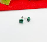 Silver Malachite Dainty Stud Earrings Natural Malachite, Gifts for Girls, N5313D
