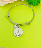 Silver Softball Coach Bracelet, Best Christmas Gifts for Baseball Team, Personalized Customized Monogram Jewelry, D150