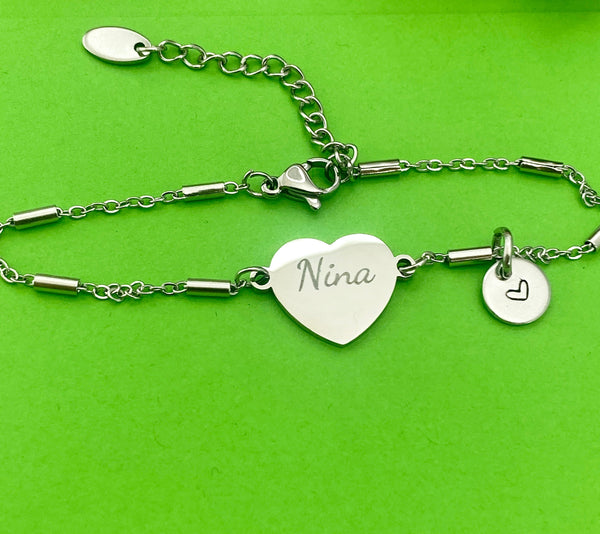 Best Christmas Gift for Nina, Nina Bracelet, Stainless Steel Heart Bracelet, Best Nina Jewelry, Personalized Gifts, D267
