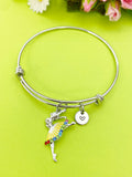 Ballet Bracelet, Dance Bracelet, Dance Charm, Dance Girl Charm, Ballet Gift Christmas Gift, Personalized Initial, N266A
