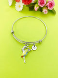 Ballet Bracelet, Dance Bracelet, Dance Charm, Dance Girl Charm, Ballet Gift Christmas Gift, Personalized Initial, N266A