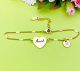Best Christmas Gift for Aunt, Gold Aunt Bracelet, Aunt Jewelry, Aunt Gift, Personalized Customized Monogram Jewelry, D316