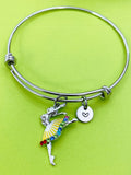 Ballet Bracelet, Dance Bracelet, Dance Charm, Dance Girl Charm, Ballet Gift Christmas Gift, Personalized Initial, N266A