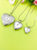 Best Christmas Gift Silver Heart Flower Locket Pendant Necklace, Love Necklace, Keepsake Photo Frame Charm, Stainless Steel Locket, D324