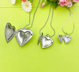 Best Christmas Gift Silver Heart Flower Locket Pendant Necklace, Love Necklace, Keepsake Photo Frame Charm, Stainless Steel Locket, D324