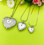 Best Christmas Gift Silver Heart Flower Locket Pendant Necklace, Love Necklace, Keepsake Photo Frame Charm, Stainless Steel Locket, D324