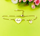 Best Christmas Gift for Aunt, Gold Aunt Bracelet, Aunt Jewelry, Aunt Gift, Personalized Customized Monogram Jewelry, D316