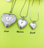 Best Christmas Gift Silver Heart Flower Locket Pendant Necklace, Love Necklace, Keepsake Photo Frame Charm, Stainless Steel Locket, D324