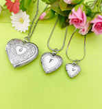 Best Christmas Gift Silver Heart Flower Locket Pendant Necklace, Love Necklace, Keepsake Photo Frame Charm, Stainless Steel Locket, D324