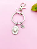 Silver Cowboy Hat Charm Keychain Gifts Personalized Customized Monogram Made to Order Jewelry, N5408A
