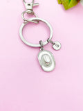 Silver Cowboy Hat Charm Keychain Gifts Personalized Customized Monogram Made to Order Jewelry, N5408A