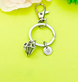Silver Diamond Charm Keychain Gifts Personalized Customized Monogram Made to Order Jewelry, N5438