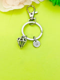 Silver Diamond Charm Keychain Gifts Personalized Customized Monogram Made to Order Jewelry, N5438