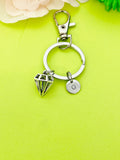 Silver Diamond Charm Keychain Gifts Personalized Customized Monogram Made to Order Jewelry, N5438