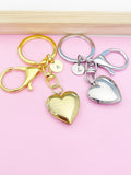 Gold or Silver Heart Locket Keychain Gift Ideas Personalized Customized Monogram Made to Order Jewelry, AN5179