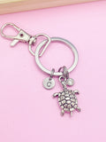 Silver Sea Turtle Charm Keychain, Turtle Love Pet Gifts Idea, Personalized Made to Order Jewelry, AN1248