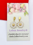 Gold Daisy Charm Earrings Mother's Day Gifts Ideas Personalized Customized Made to Order, N4153