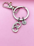 Silver Pretzel Knot Charm Keychain Customize Personalize Gift Ideas N674