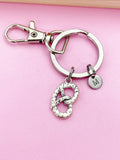 Silver Pretzel Knot Charm Keychain Customize Personalize Gift Ideas N674