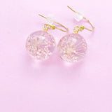 Gold Press Flower Earrings, Pink Flower Press Jewelry, N3272