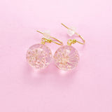 Gold Press Flower Earrings, Pink Flower Press Jewelry, N3272