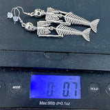 Silver LARGE Mermaid Skull Charm Earrings Halloween Gift Ideas, N2702B