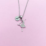 Ballet Girl Dance Necklace in Silver Gold Rose Gold Option, Personalized Gift, N1447