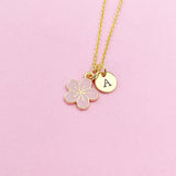 Best Christmas Gift for Girlfriend, Best friend, Sister, Daughter, Granddaughter, Sakura Japanese Cherry Blossom Gold Flower Necklace, N4875