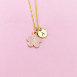 Best Christmas Gift for Girlfriend, Best friend, Sister, Daughter, Granddaughter, Sakura Japanese Cherry Blossom Gold Flower Necklace, N4875