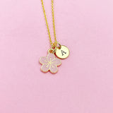 Best Christmas Gift for Girlfriend, Best friend, Sister, Daughter, Granddaughter, Sakura Japanese Cherry Blossom Gold Flower Necklace, N4875