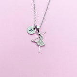 Ballet Girl Dance Necklace in Silver Gold Rose Gold Option, Personalized Gift, N1447