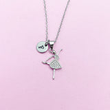 Ballet Girl Dance Necklace in Silver Gold Rose Gold Option, Personalized Gift, N1447