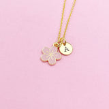 Best Christmas Gift for Girlfriend, Best friend, Sister, Daughter, Granddaughter, Sakura Japanese Cherry Blossom Gold Flower Necklace, N4875