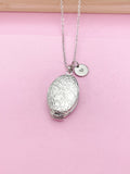 Best Gift for Mom, Great Grandma, Grandmother, Godmother, Sister, Aunt, Flower Locket, Keepsake Photo Frame Charm, Silver Locket, N2143