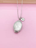 Best Gift for Mom, Great Grandma, Grandmother, Godmother, Sister, Aunt, Flower Locket, Keepsake Photo Frame Charm, Silver Locket, N2143
