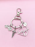 Ambulance Caduceus Heartbeat Charm Keychain, N1981