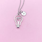 Silver Light Bulb Charm Necklace, N1750