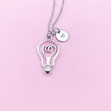 Silver Light Bulb Charm Necklace, N1750