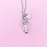 Silver Light Bulb Charm Necklace, N1750