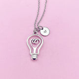Silver Light Bulb Charm Necklace, N1750