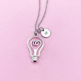 Silver Light Bulb Charm Necklace, N1750
