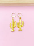 Gold Plated Cactus Charm Earrings, Cactus Jewelry, N2745