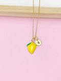 Gold Mango Charm Necklace, Mangoes Tropical Fruit Foodie Jewelry Gifts, Personalized Initial Gifts, N3683A