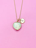 Amazonite Necklace, Heart, Natural Gemstone Jewelry, N3389