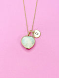 Amazonite Necklace, Heart, Natural Gemstone Jewelry, N3389