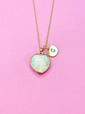 Amazonite Necklace, Heart, Natural Gemstone Jewelry, N3389