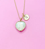 Amazonite Necklace, Heart, Natural Gemstone Jewelry, N3389