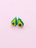 Avocado Silver Stud Earrings, Surgical Stainless Steel, N6060